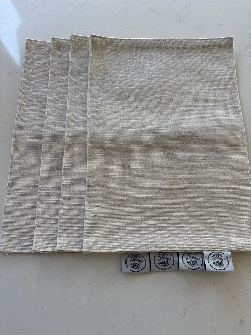 Laura Ashley Cream Linen-Blend Placemats - Set of 4 NWOT